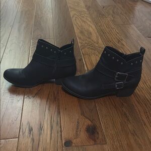 a.n.a Black Ankle Booties with Buckle Straps
